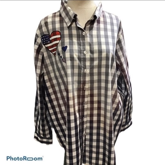 Woman within plaid long sleeve plus size shirt - Picture 4 of 4